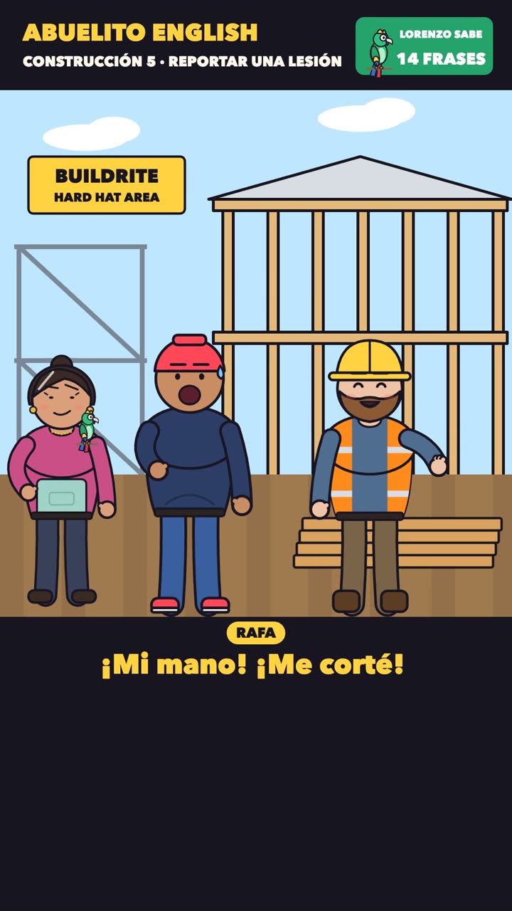 Escena de la clase «Reportar una lesión» del curso Abuelito English