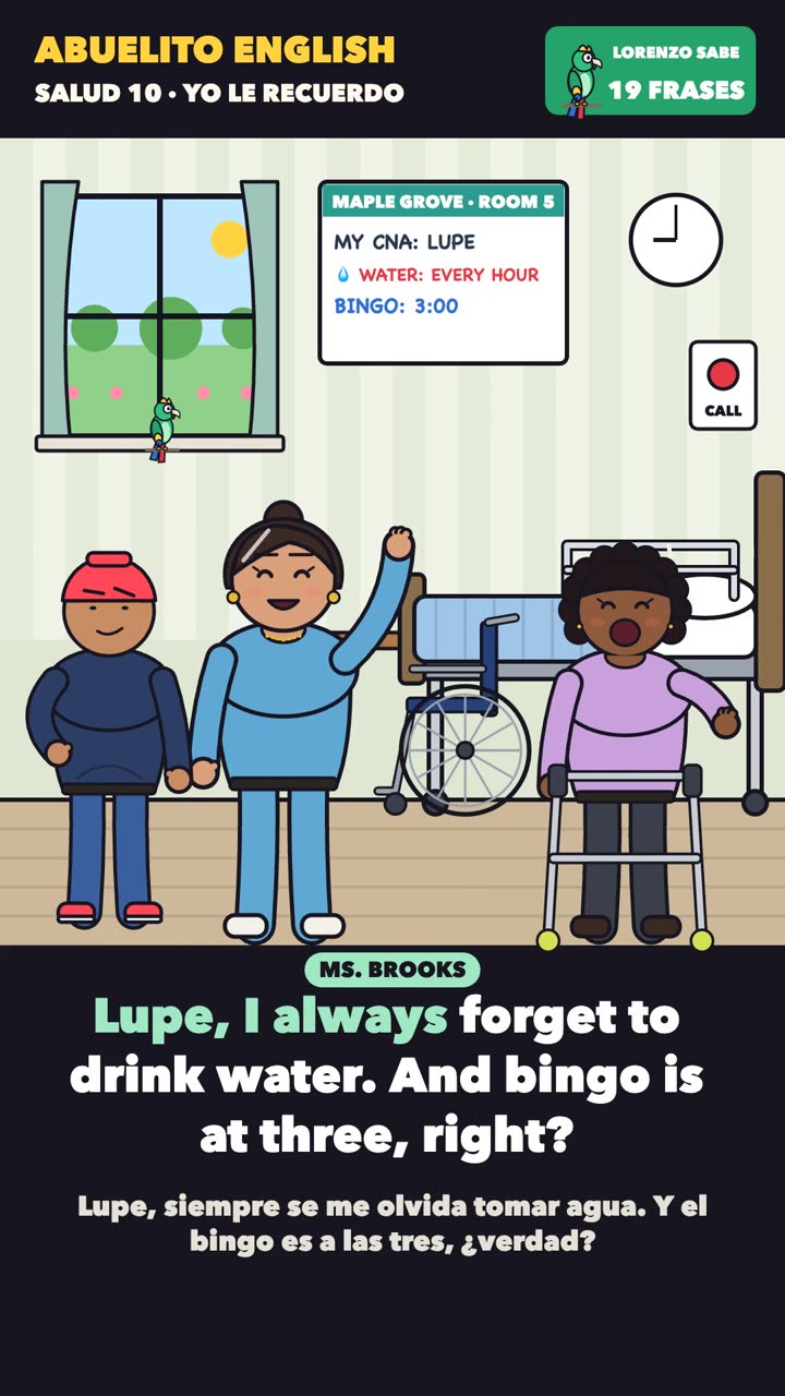 Escena de la clase «Yo le recuerdo» del curso Abuelito English