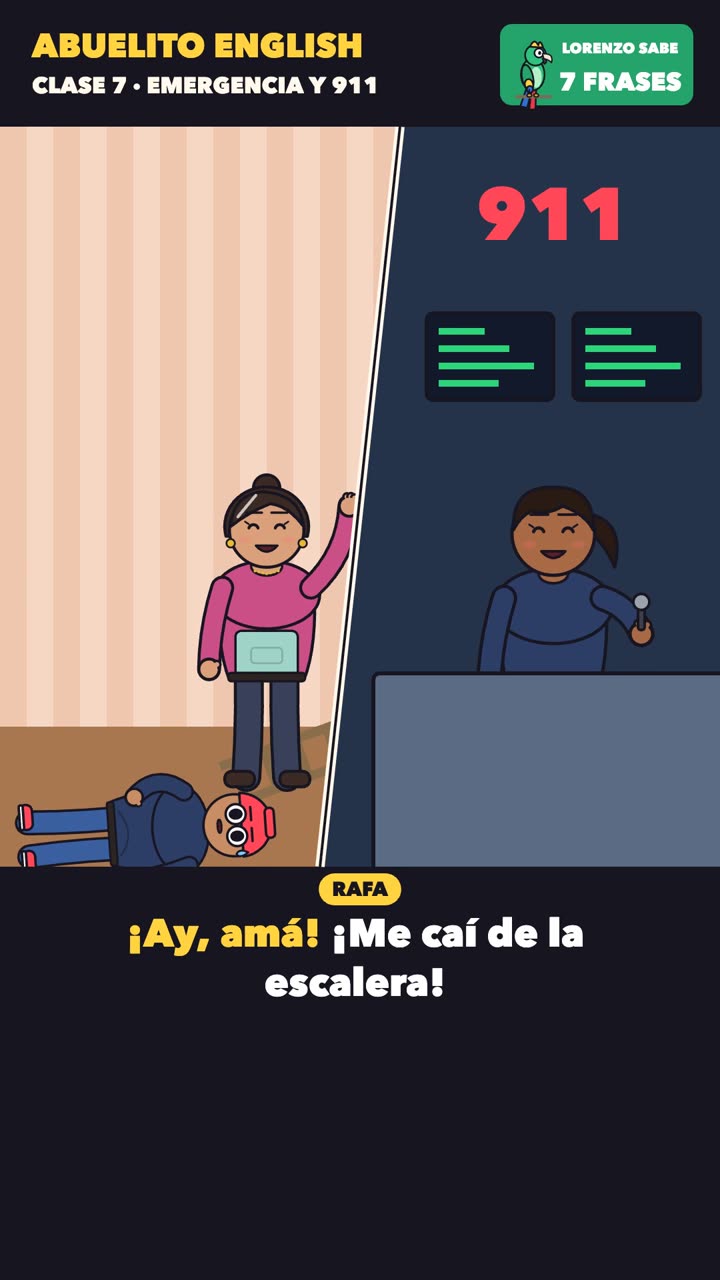 Escena de la clase «Emergencia y 911» del curso Abuelito English