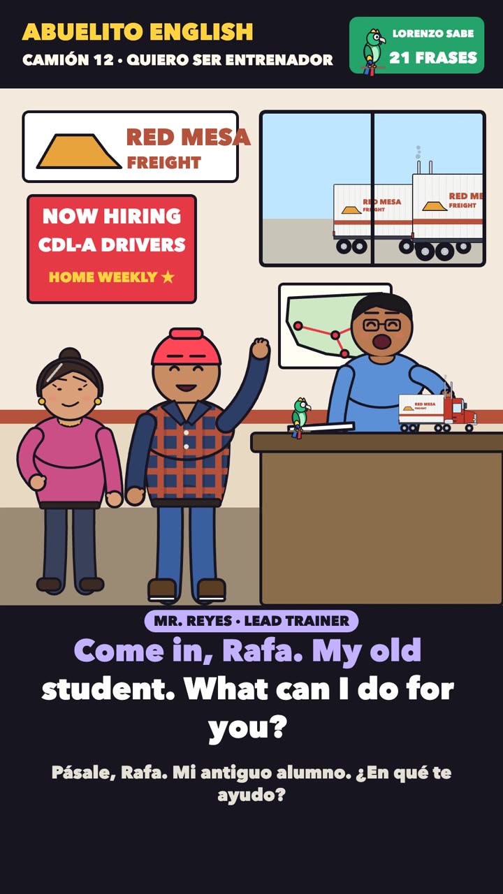 Escena de la clase «Quiero ser entrenador» del curso Abuelito English